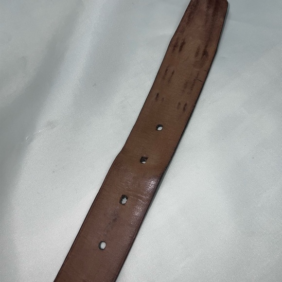 Mezlan Men's 40 Belt Textured Leather Brown Silver Hardware Spain - Picture 8 of 16